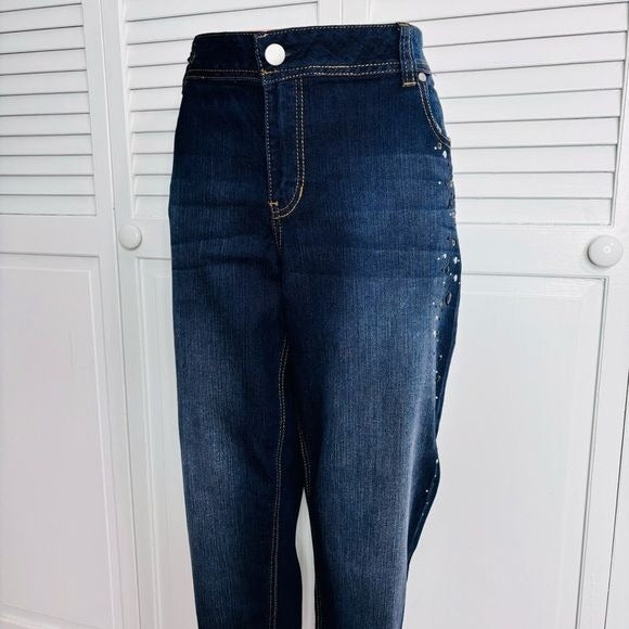 *NEW* LANE BRYANT Dar Blue Embellished Skinny Ankle Jeans Size 16