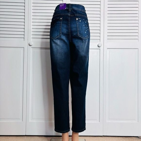 *NEW* LANE BRYANT Dar Blue Embellished Skinny Ankle Jeans Size 16