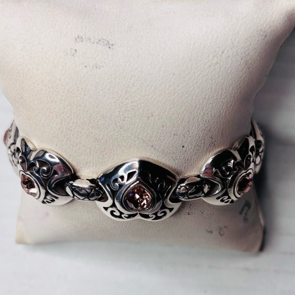 *New* Brighton Divinity Heart Silver Crystal Pink Retired Bracelet