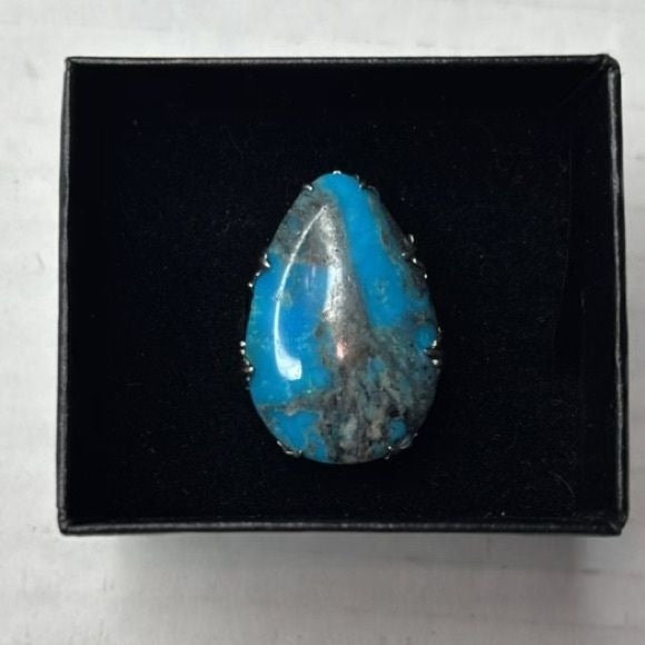 RARITIES Turquoise Sterling Silver Pear Shaped Ring Size 7