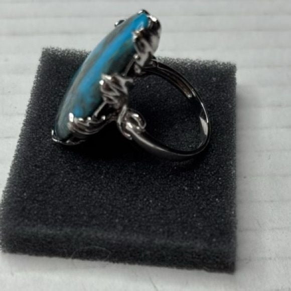 RARITIES Turquoise Sterling Silver Pear Shaped Ring Size 7
