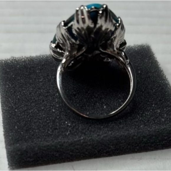 RARITIES Turquoise Sterling Silver Pear Shaped Ring Size 7
