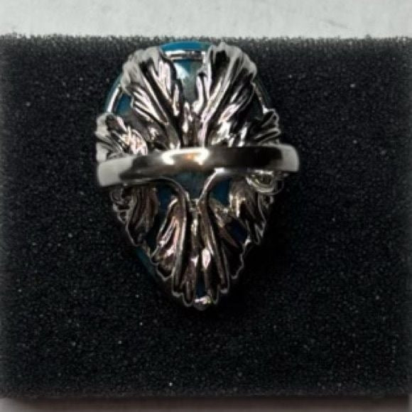 RARITIES Turquoise Sterling Silver Pear Shaped Ring Size 7