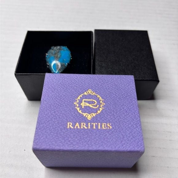 RARITIES Turquoise Sterling Silver Pear Shaped Ring Size 7