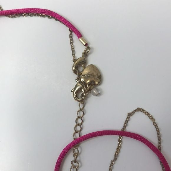 *NEW* BETSY JOHNSON Gold Pink Dog Charm Necklace