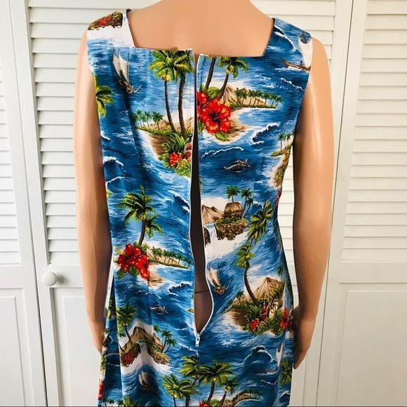 SHANNON MARIE Blue Vintage Hawaiian Sleeveless Dress Size XL