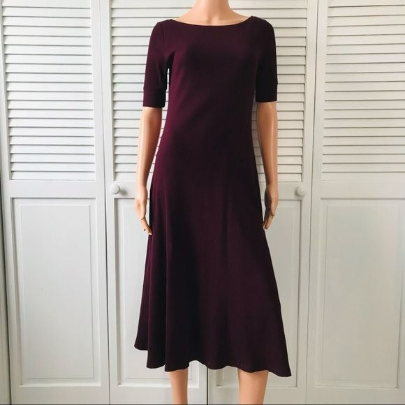 LAUREN RALPH LAUREN Burgundy Short Sleeve Sweater Dress Size XS