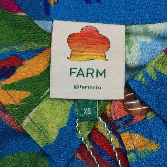 FARM RIO Multicolor Sunny Day Button Down Short Sleeve Shirt Size Extra Small *NEW*