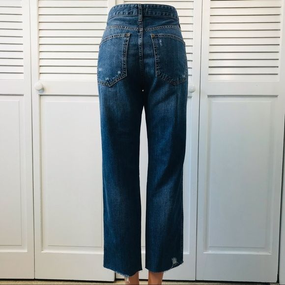 *NEW* WE THE FREE Blue Cotton High Rise Crop Jeans Size 28