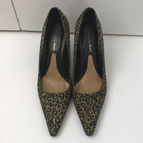 AMANDA SMITH Brown Black Animal Print Pointed Toe Heels Size 7M