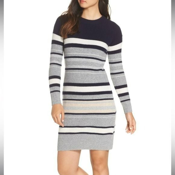 CAARA Striped Long Sleeve Soft Wool Sweater Dress Size XL *NEW*