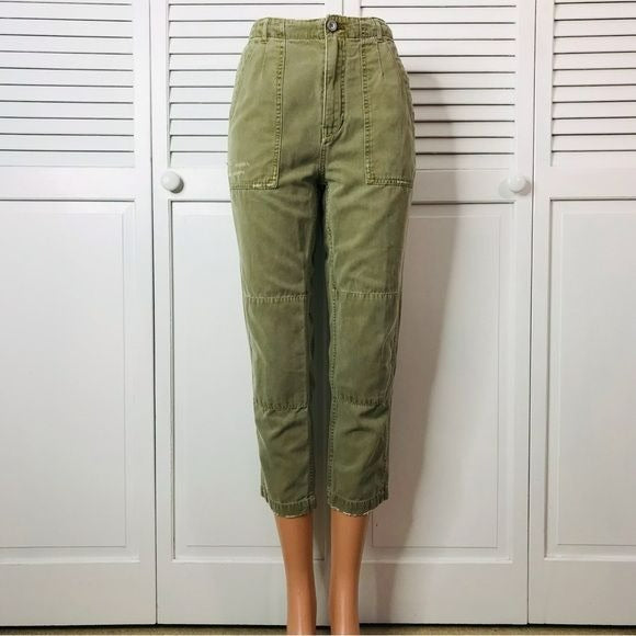 ANTHROPOLOGIE High Rise Green Distressed Jeans Size 25