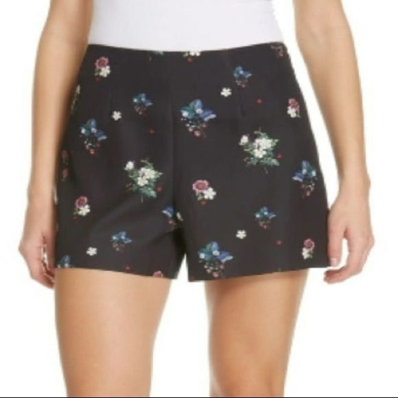 TED BAKER Black Floral Naomii Oracle Ditsy High Waist Shorts Size 4