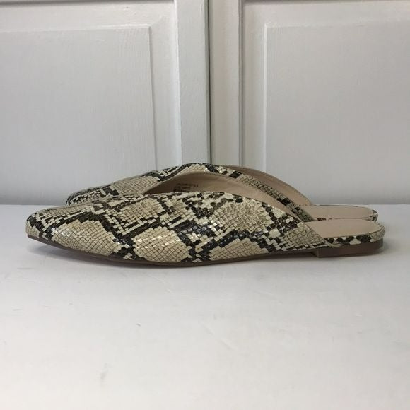 H By Halston Snakeskin Print Almond Toe Mules Size 10M