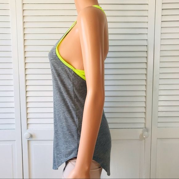 NIKE Gray Neon Green Racerback Tank Top Size XS