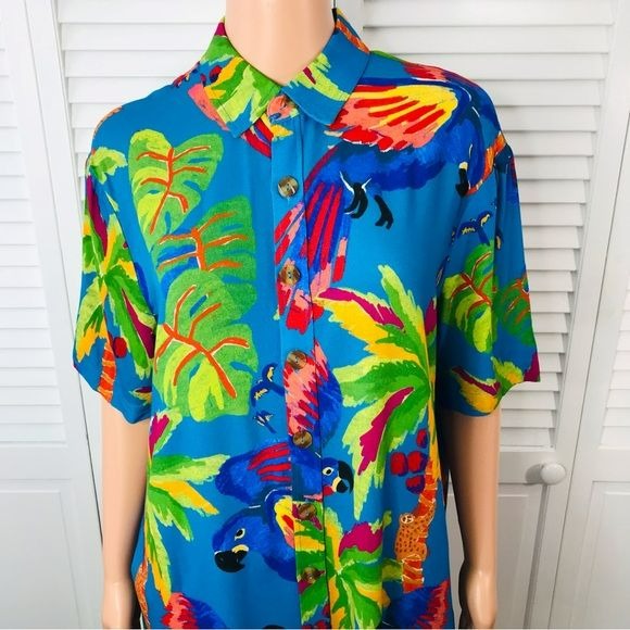 FARM RIO Multicolor Sunny Day Button Down Short Sleeve Shirt Size Extra Small *NEW*