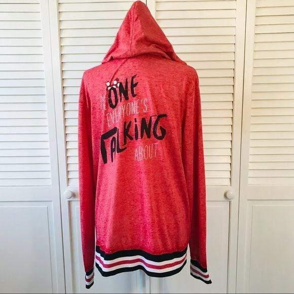 DISNEY PARKS Red Long Sleeve Zip Up Hoodie Sweatshirt Size XL