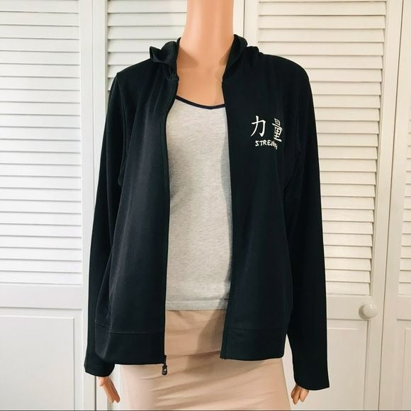 CHAMPION Black Zip Up Hooded Jacket Size XL