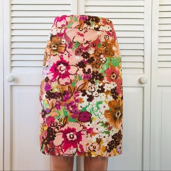 J. CREW Multicolored Floral Pencil Skirt Size 0P