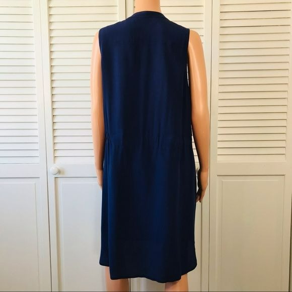 MADEWELL Navy Blue Silk Sleeveless Playa Dress Size XL