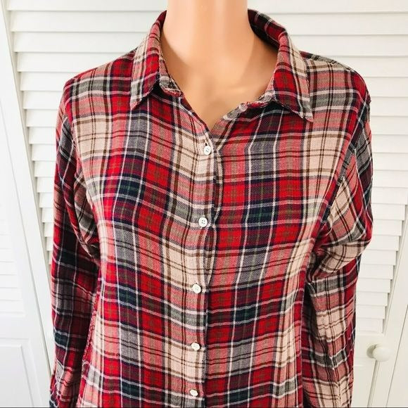 VELVET by Graham & Spencer Yana Red Plaid Pocket Button Down Shirt Size M