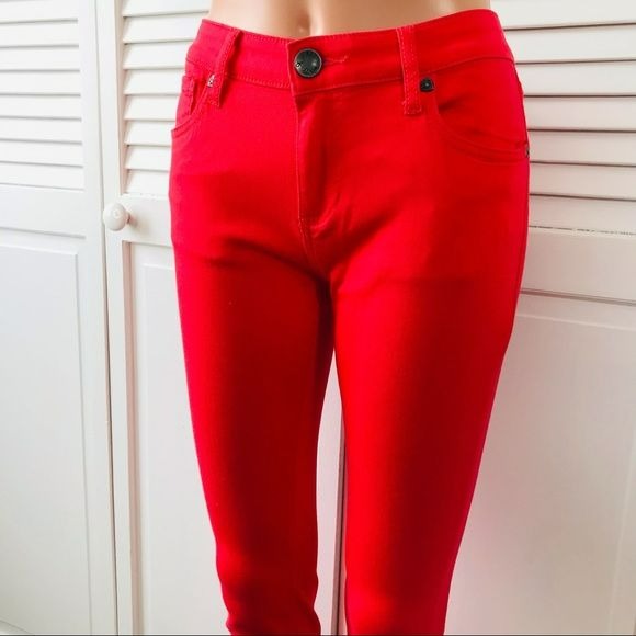 KUT FROM THE KLOTH Red Candace Split Hem Skinny Ankle Jeans Size 2P