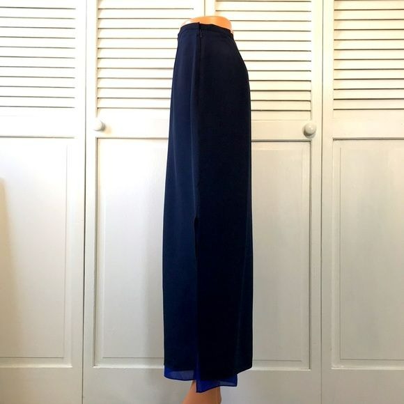 JOSEPHINE CHAUS Collection Navy Blue Silk Maxi Skirt Size 4