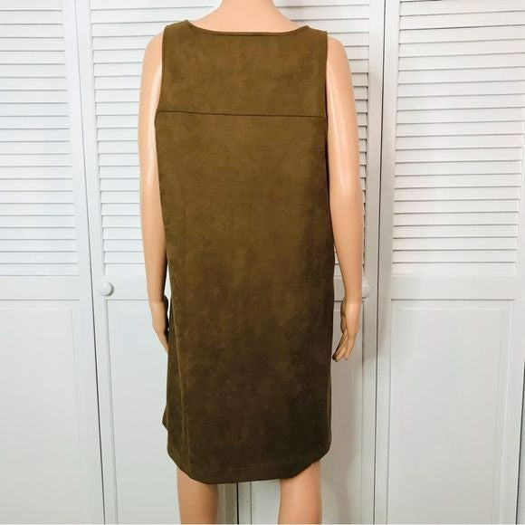 *NEW* LOFT Brown Faux Suede Jumper Dress Size L