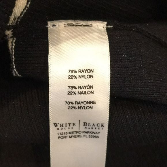 WHITE HOUSE BLACK MARKET White Black Floral Cardigan Sweater Size XS
