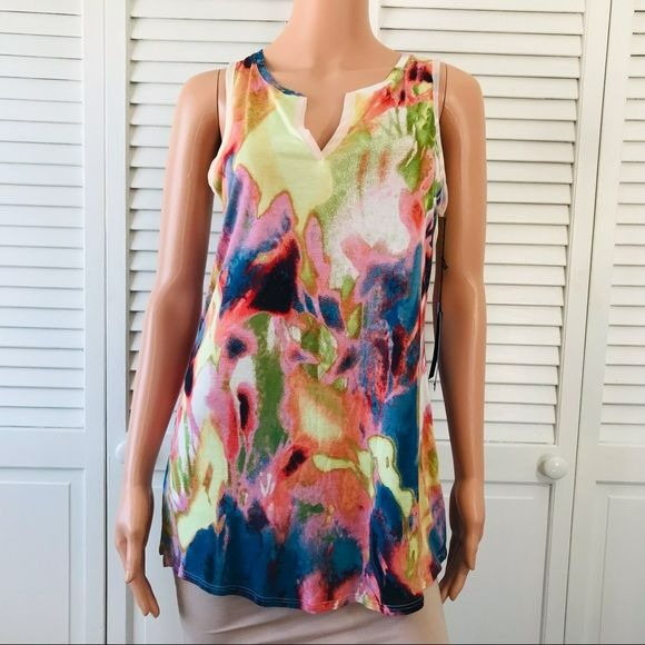 SIMPLY VERA VERA WANG Multicolored V-Neck Sleeveless Shirt Size S (new with tags)