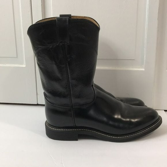 JUSTIN Black Cora Round Toe Cowboy Boots Size 8.5