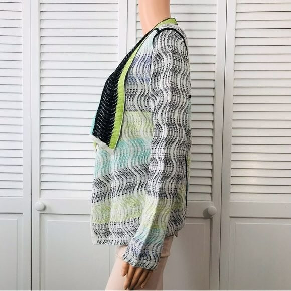 NIC+ZOE Multicolor Shaded Waves Reversible Open Front Draped Cardigan Size PS