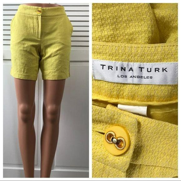 TRINA TURK Yellow Cotton Blend Shorts Size M