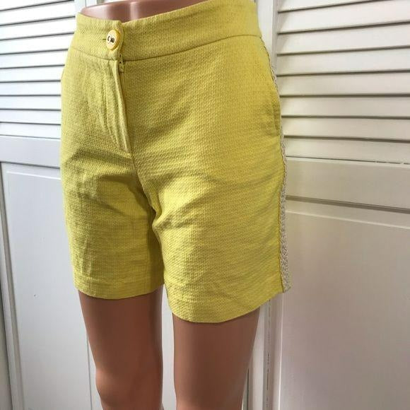 TRINA TURK Yellow Cotton Blend Shorts Size M