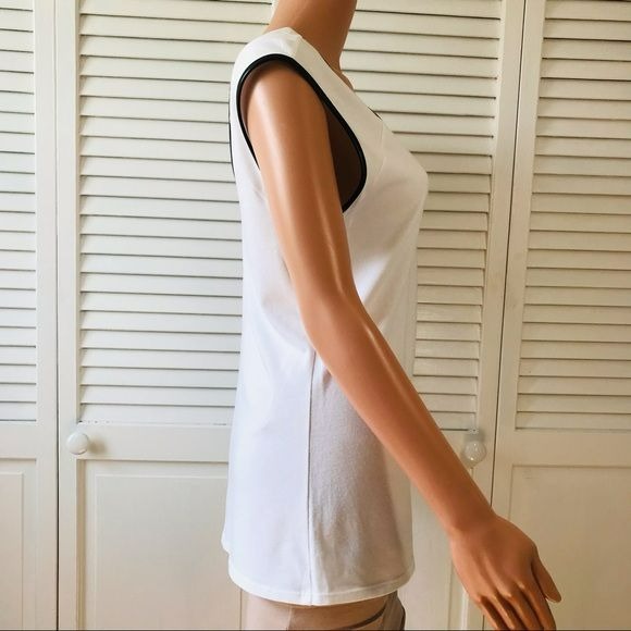 EXPRESS White Sleeveless Shirt With Leather Trim Size L (new with tags)