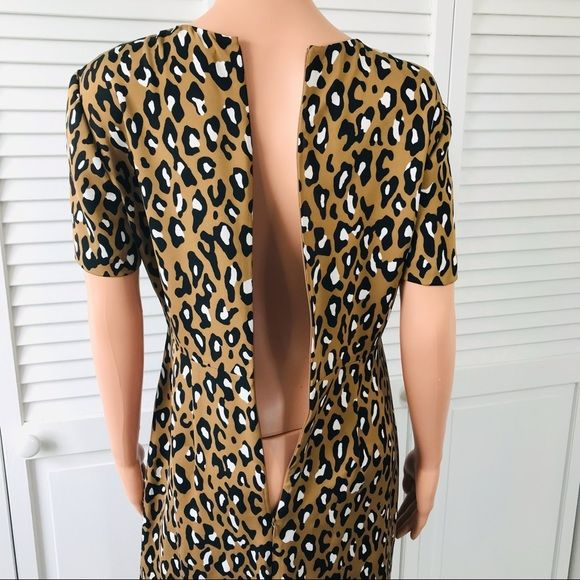 DIANE VON FURSTENBERG Leopard Print Short Sleeved Shift Dress Size 8