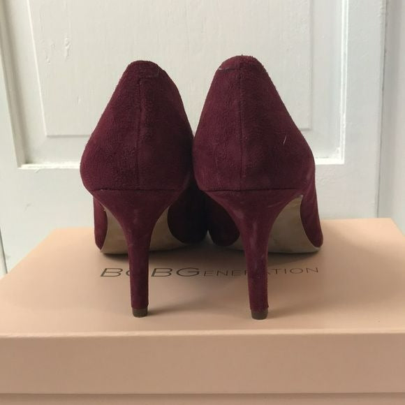 BCBGENERATION Port Wine Gardeni-X Pointed Suede Studded Heels Size 8M