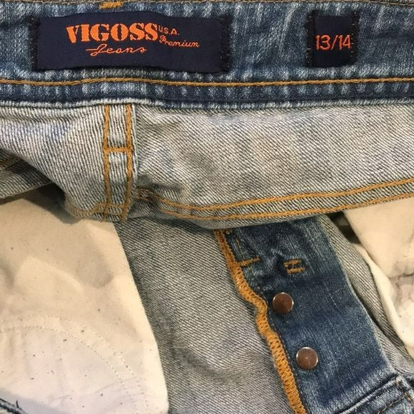 VIGOSS Blue Distressed Cropped Jeans Size 13/14