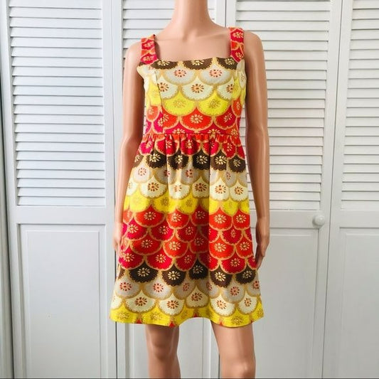 JUDITH MARCH Yellow Orange Printed Sleeveless Dress Size M