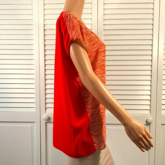 NYDJ Orange Short Sleeve Blouse Size XS
