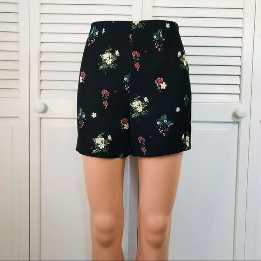 TED BAKER Black Floral Naomii Oracle Ditsy High Waist Shorts Size 4
