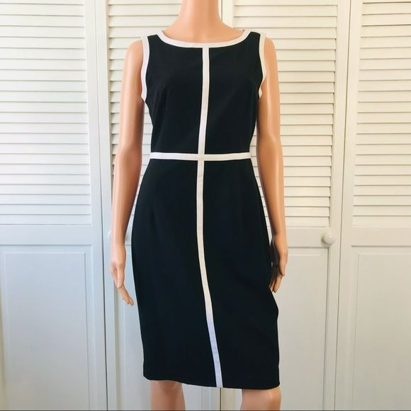 CALVIN KLEIN Black White Sleeveless Dress Size 6