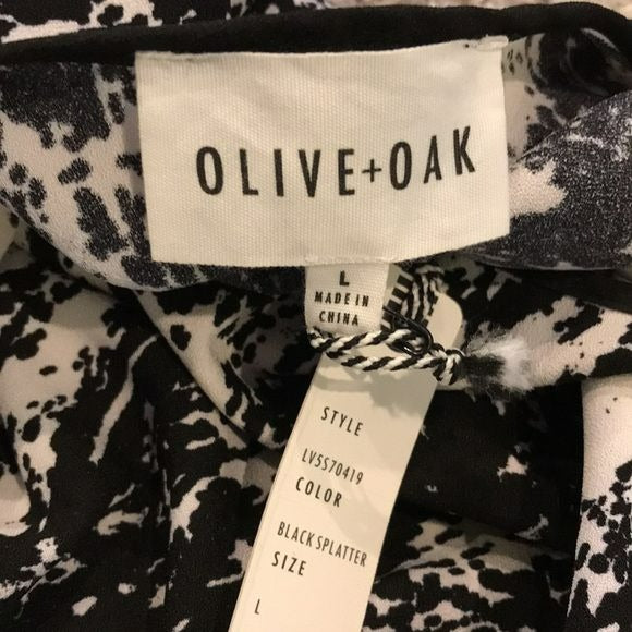 OLIVE + OAK Black White Spatter Sleeveless Dress Size L (new with tags)