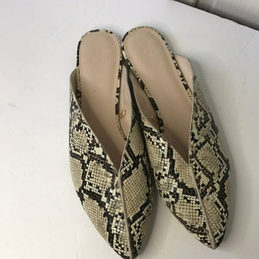 H By Halston Snakeskin Print Almond Toe Mules Size 10M