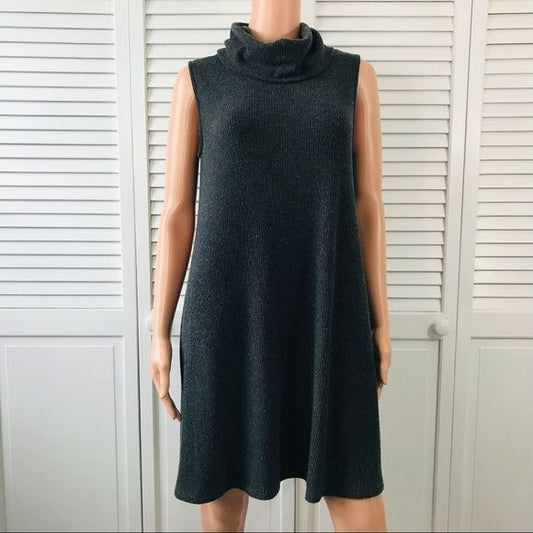 MICHAEL STARS Gray Sleeveless Turtleneck Sweater Dress Size M