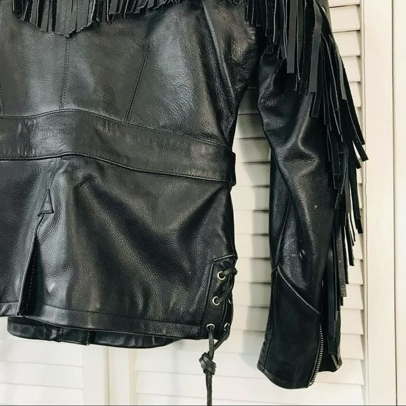 HARLEY DAVIDSON Black Leather Motorcycle Jacket Size M