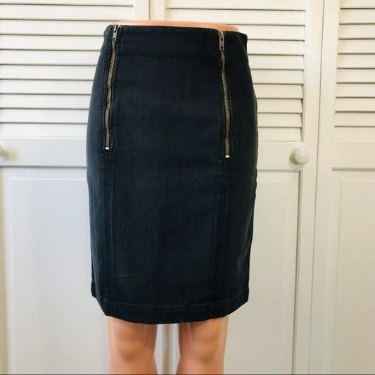 CURRENT/ELLIOTT Black Denim Zipper Pencil Skirt Size 2