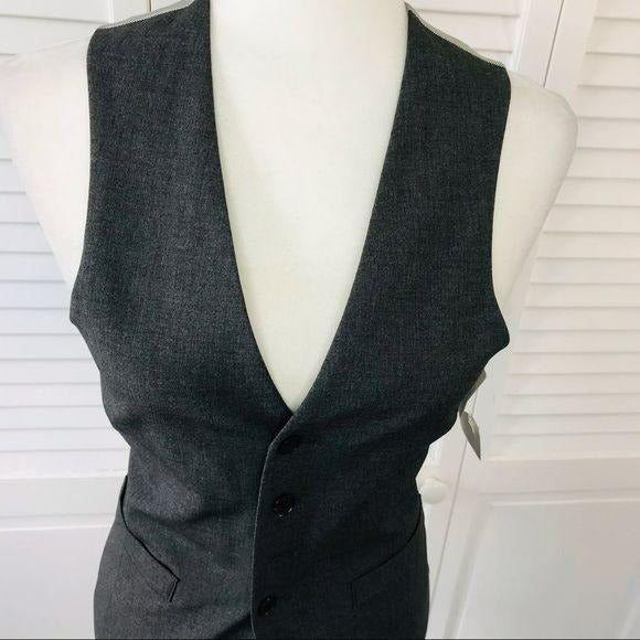 *NEW* J. FERRAR Gray Silver V-Neck Slim Fit Vest Size XS