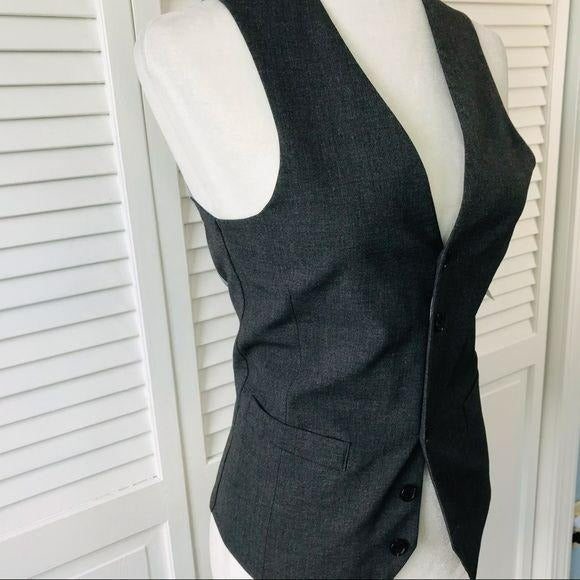 *NEW* J. FERRAR Gray Silver V-Neck Slim Fit Vest Size XS