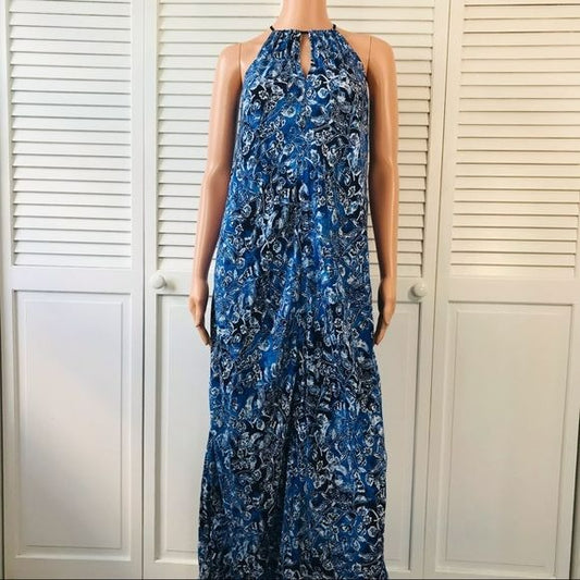 LUCKY BRAND Blue Floral Sleeveless Maxi Dress Size M (new with tags)
